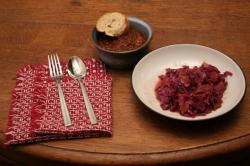 French lentil soup and beer-braised red cabbage