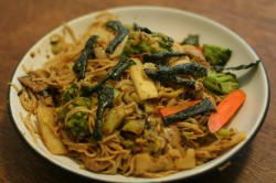 Somen noodles with napa cabbage and seitan