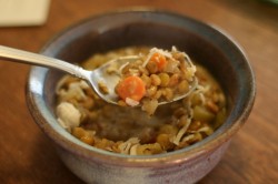 Lentil, ginger, and cocunut soup