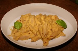 Penne with butternut squash sauce