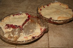 Cherry rhubarb pies