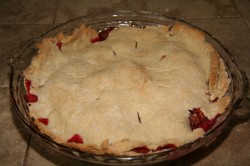 Cherry rhubarb pie